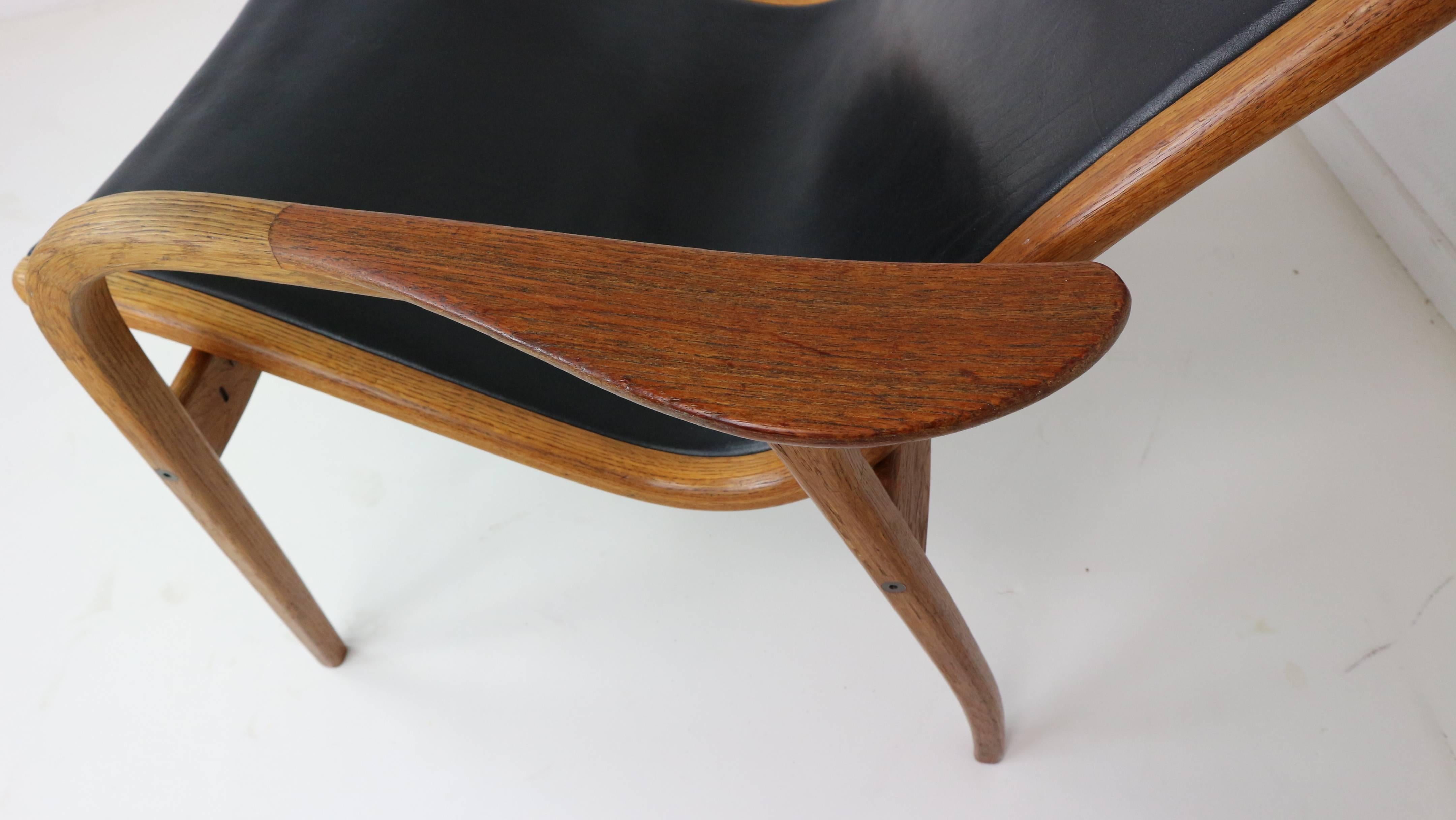 Ingve Ekstrom 'Lamino' Easychair in Teak and Leather, 1956 In Good Condition In The Hague, NL