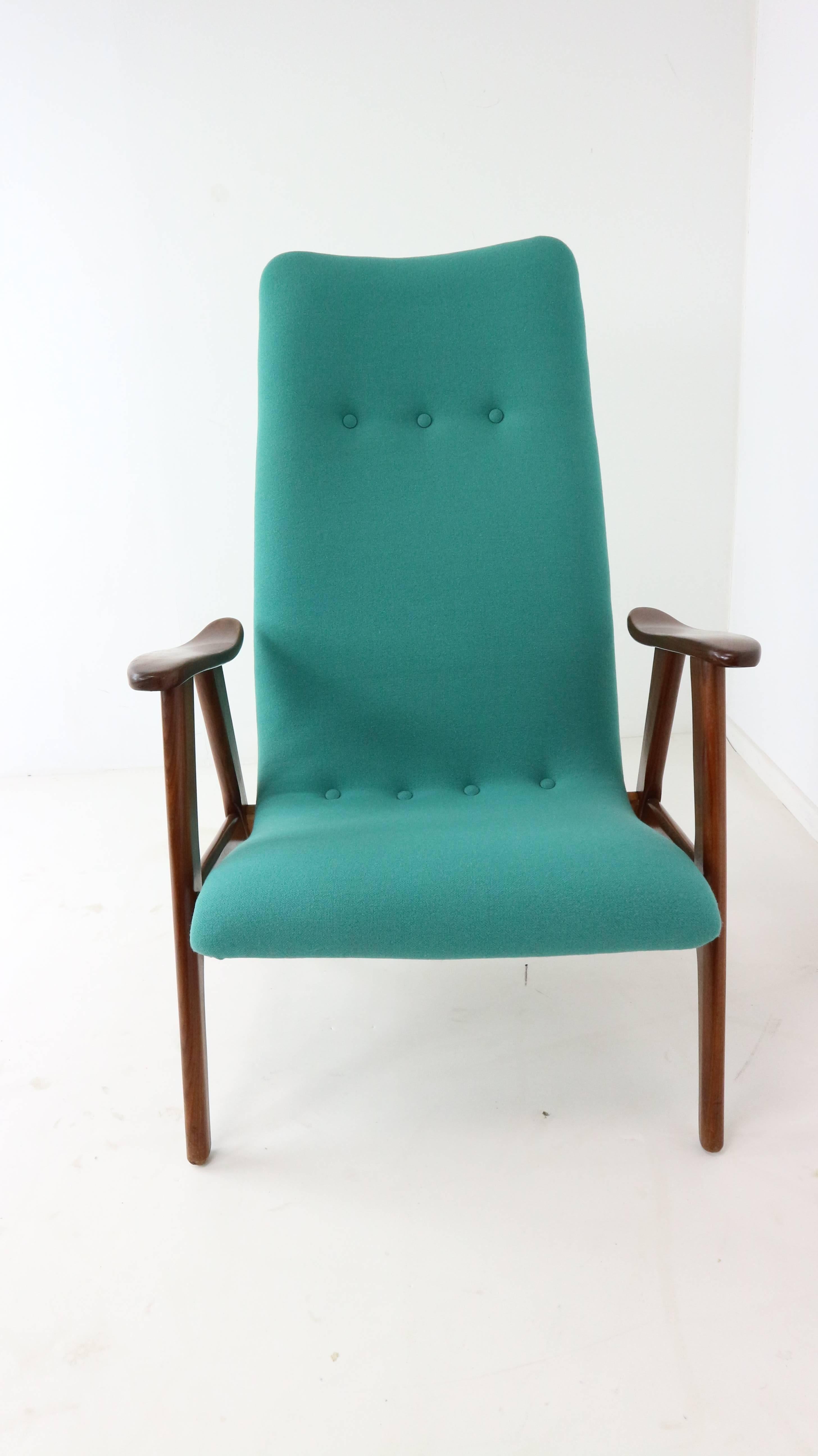 Scandinavian Modern New Upholstered High Back Lounge Chair by Louis Van Teeffelen for Webe