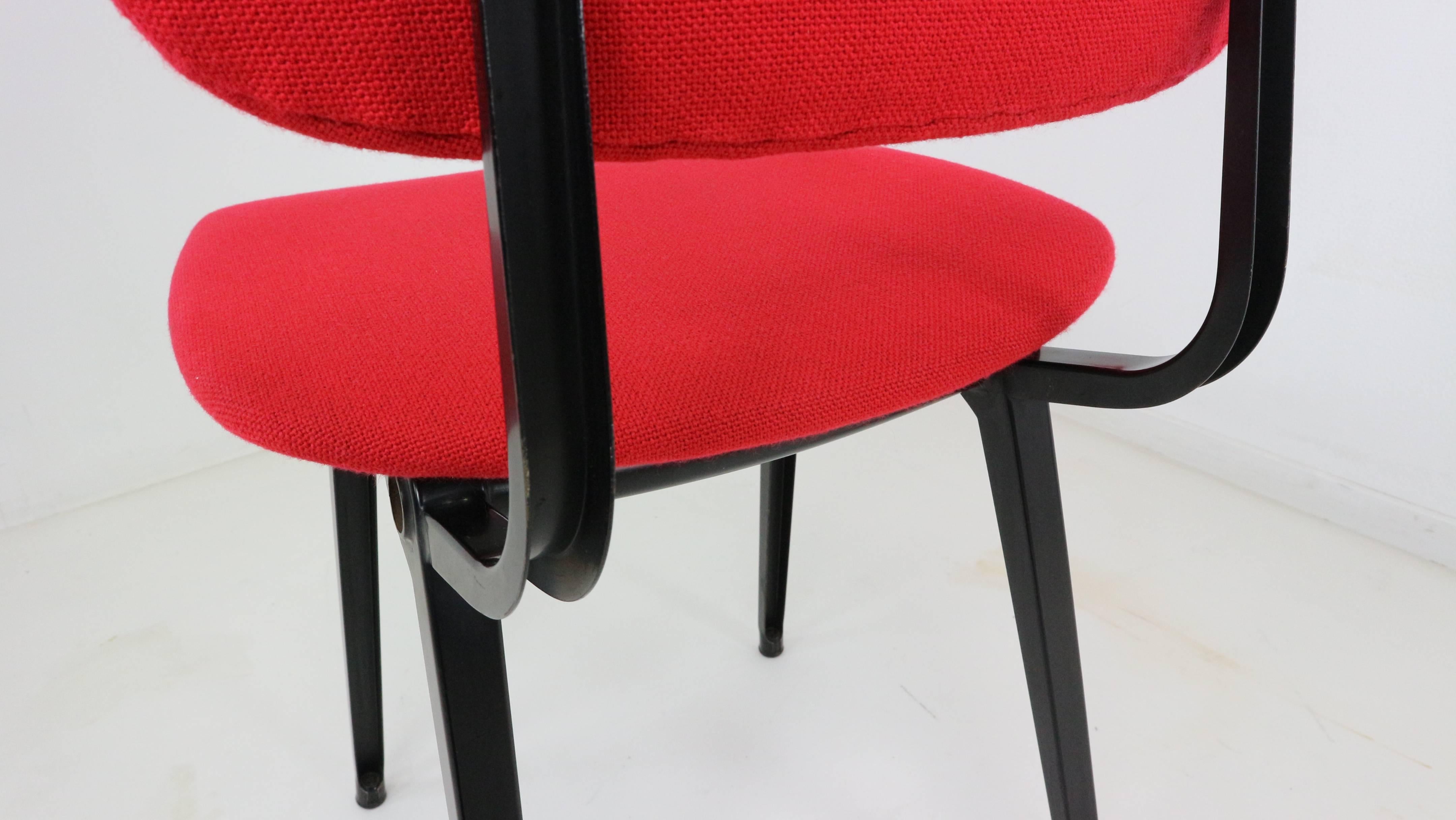 Mid-20th Century Revolt Armhairs by Friso Kramer for Ahrend Cirkel Upholstered in Red