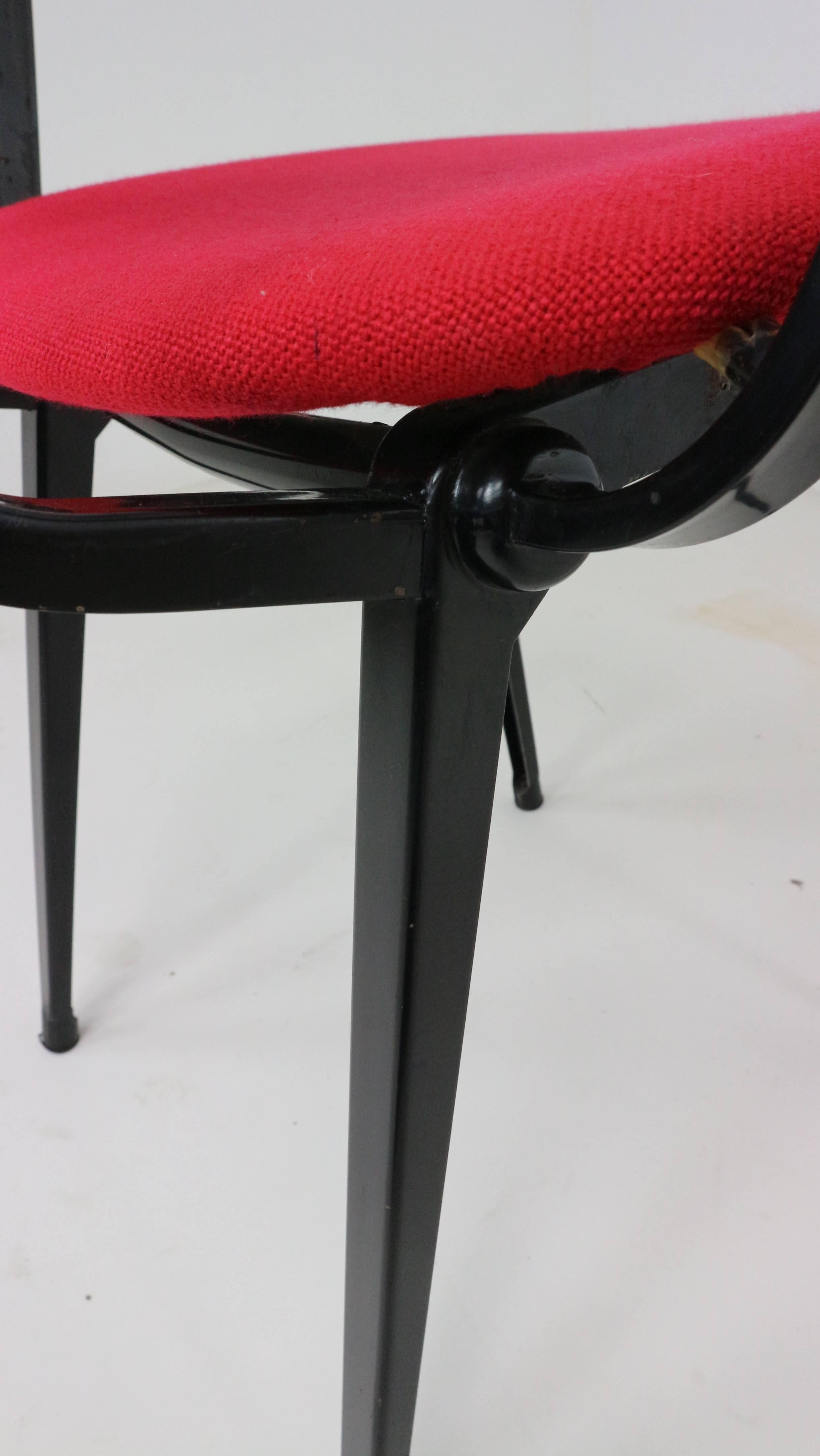 Mid-20th Century Seven Revolt Chair by Friso Kramer for Ahrend Cirkel Upholstered in Red