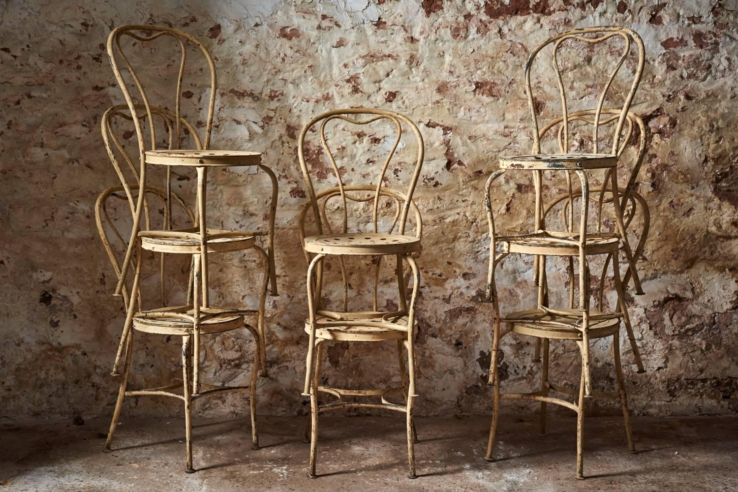 Very Rare Set of Eight 19th Century Italian Bistro Chairs 3