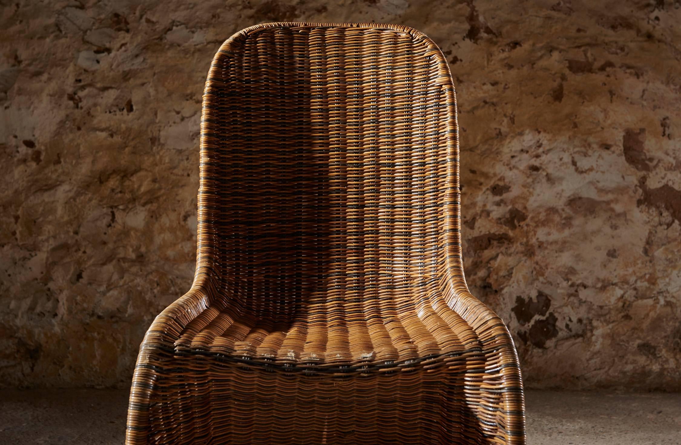 Woven Mid-Century Wicker Dining Chairs