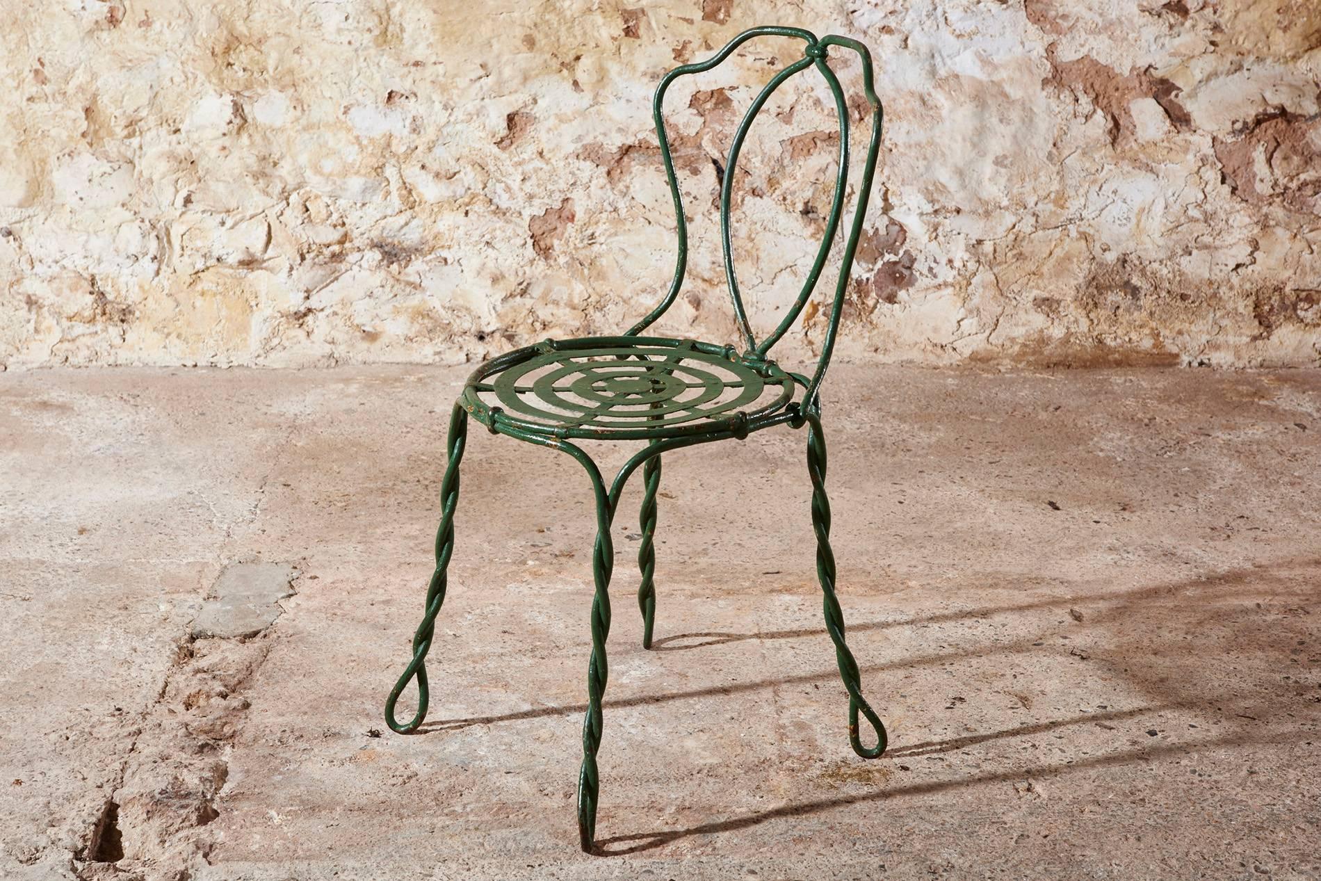 Wrought Iron Set of Six 19th Century Cafe Chairs