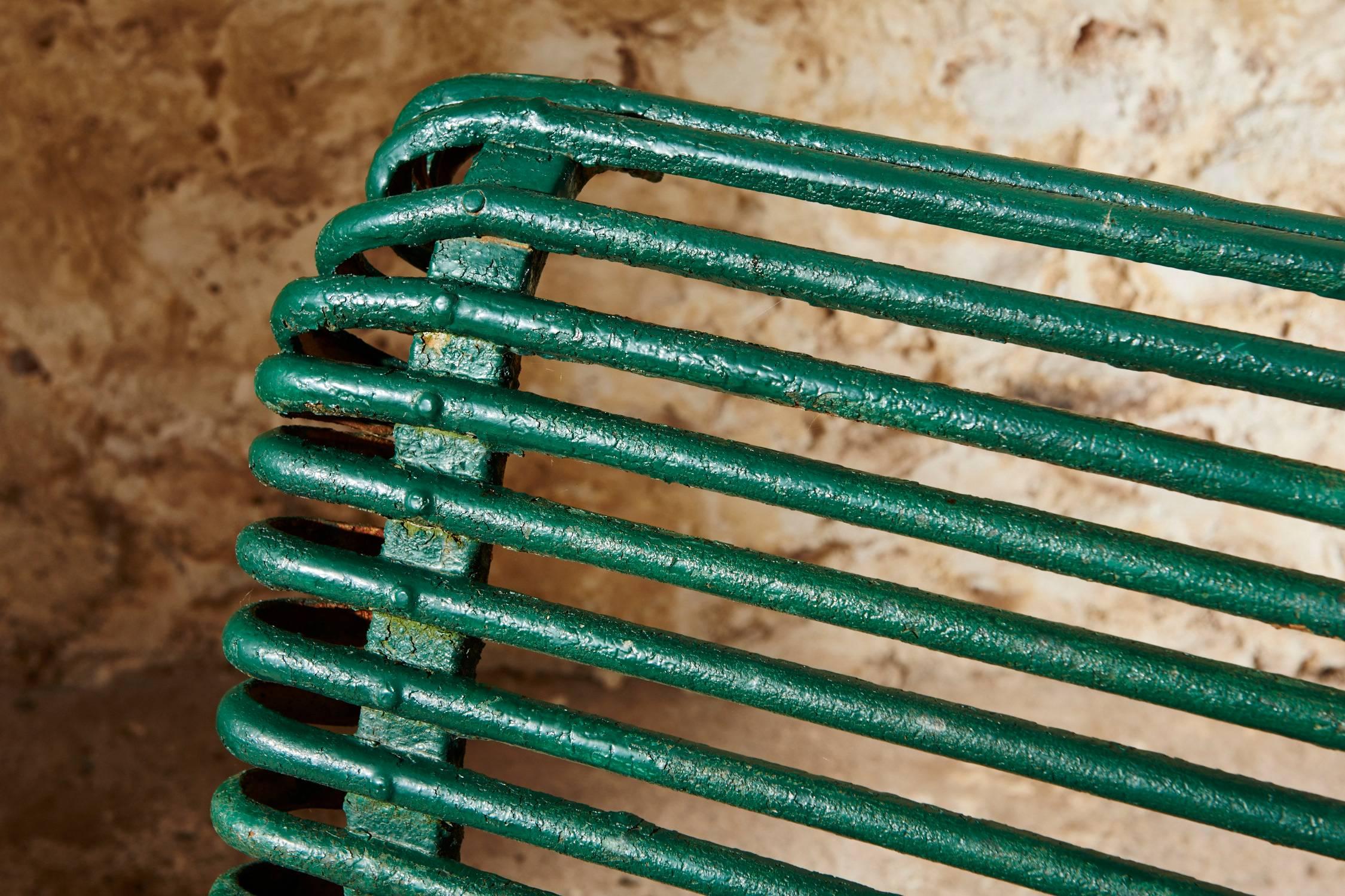 Wrought Iron Three-Seat Green Arras Bench