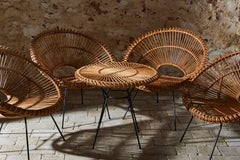 Mid-20th Century Wicker Table and Chairs
