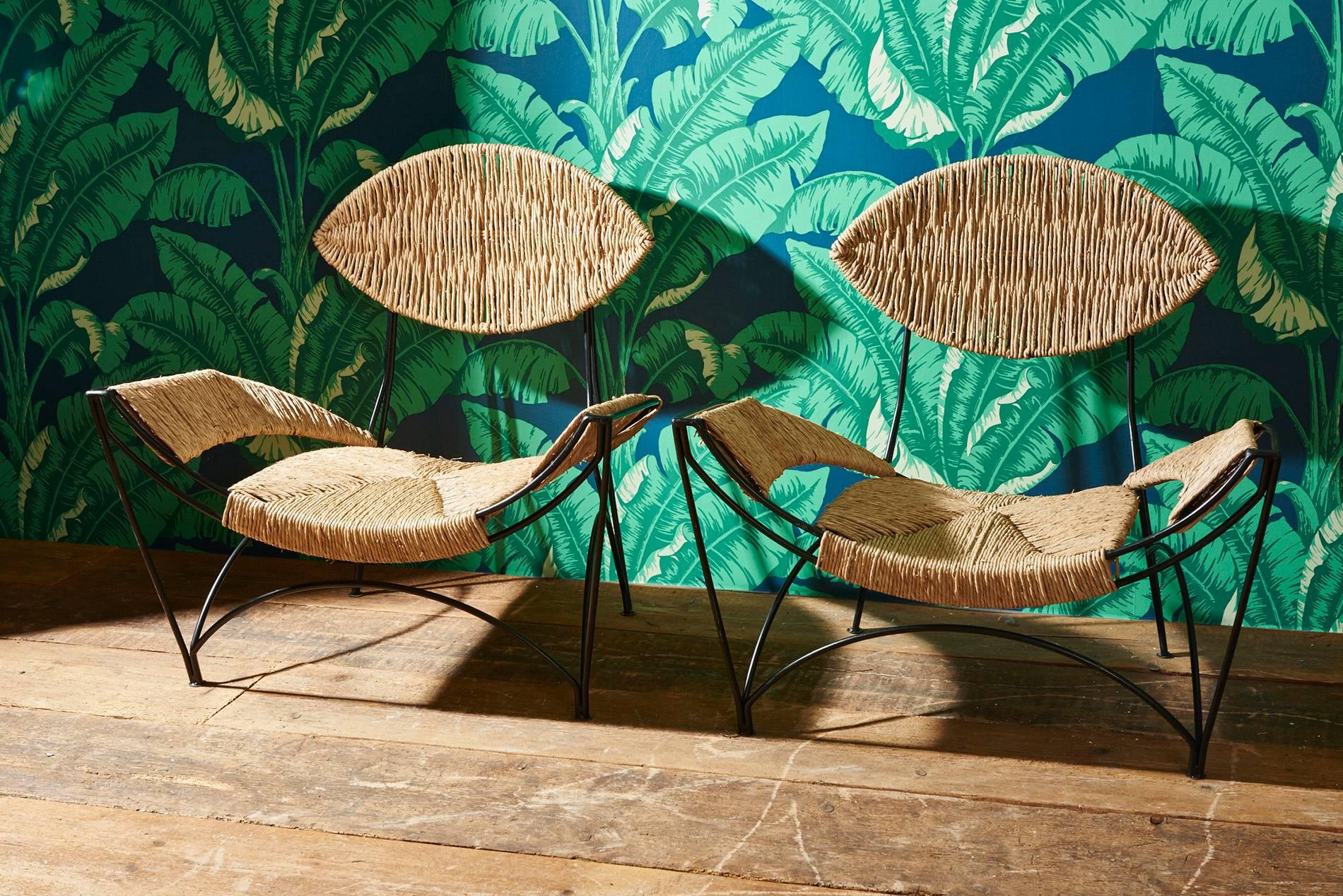Stunning pair of Tom Dixon (1959) armchairs, "Baby Fat" model. Cappellini edition, wicker and steel, circa 1991, Italy. Measure: Height 90 cm, width 92 cm, seat depth 35 cm, depth 64 cm. In very good condition.