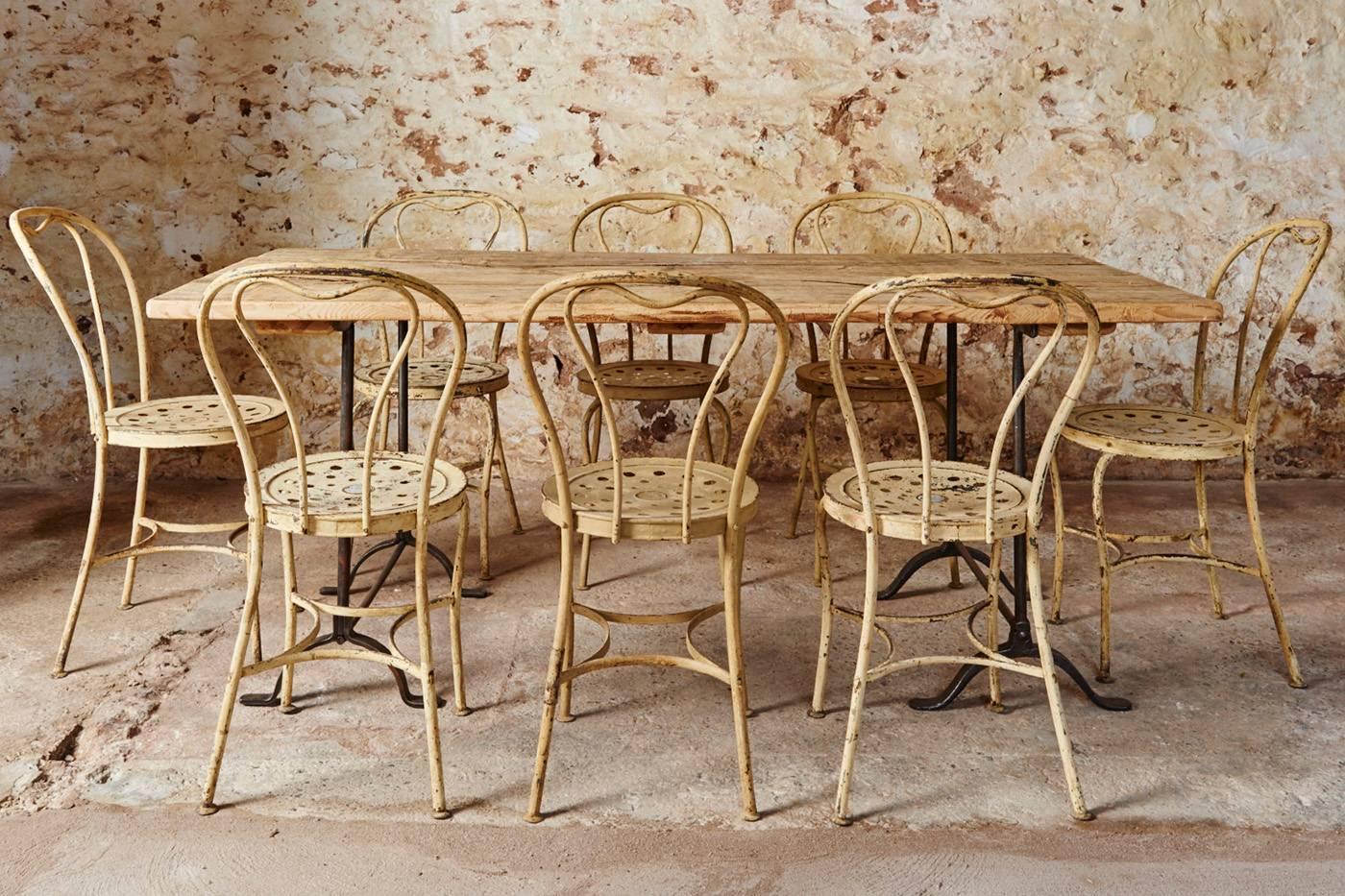 A beautiful set of eight 19th century Italian bistro chairs.

To have four in this condition would be unusual, but to have eight of this age is pretty much unheard of!

We were absolutely delighted when we found this set of elegant