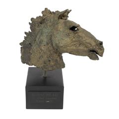 Brutalist Bronze Horse Head Sculpture