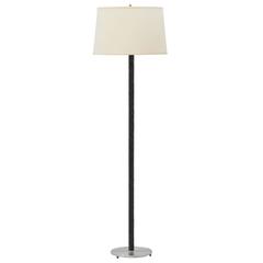 Mid-Century Floor Lamp in Black Leather Brushed Steel and Chrome 10