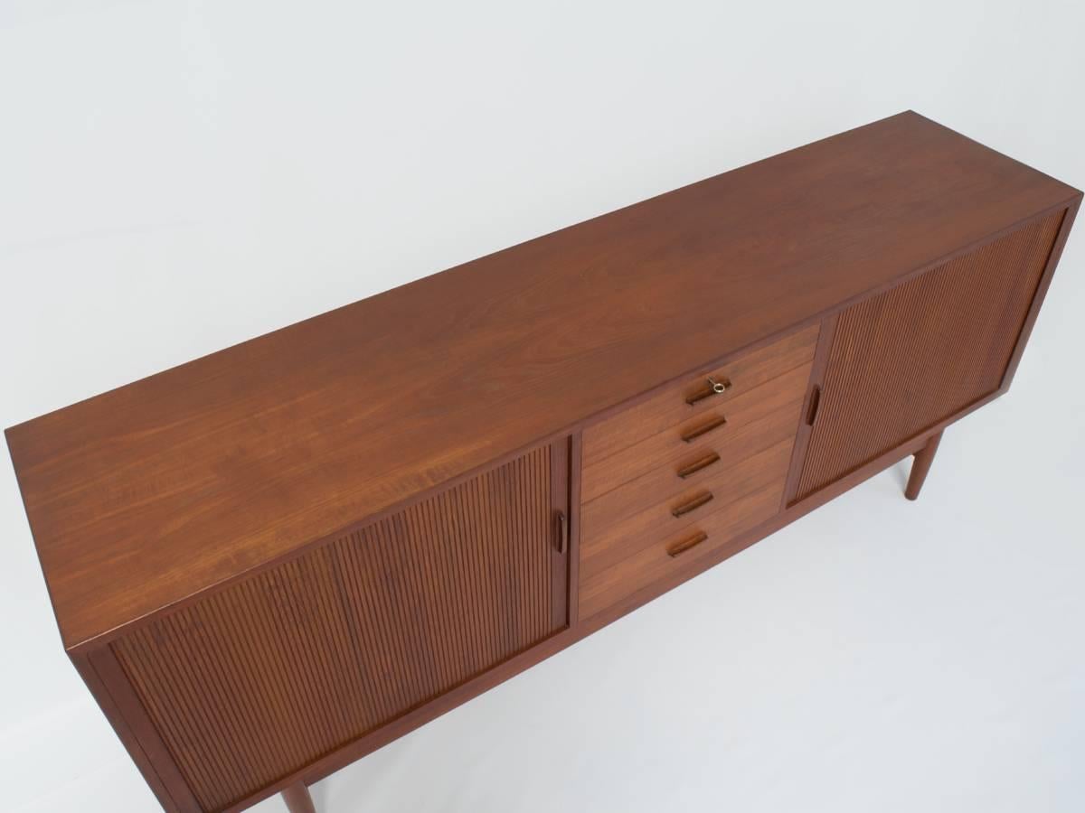 Mid-Century Danish Teak Credenza Storage Cabinet Sideboard by Worts Mobler In Good Condition In Asheville, NC