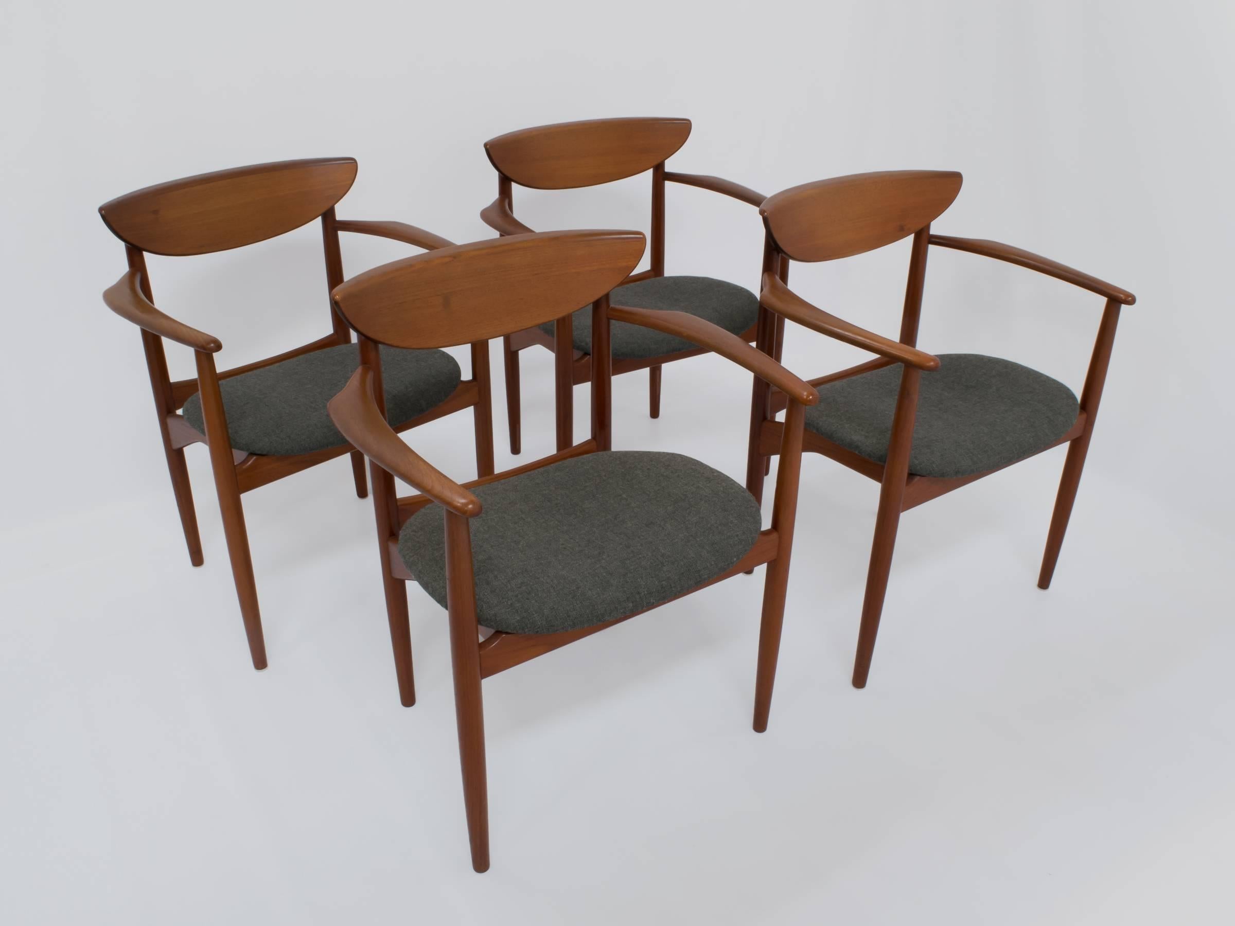 Danish Mid-Century Dining Chairs Set of Eight in Teak by Kurt Ostervig for K.P. Mobler