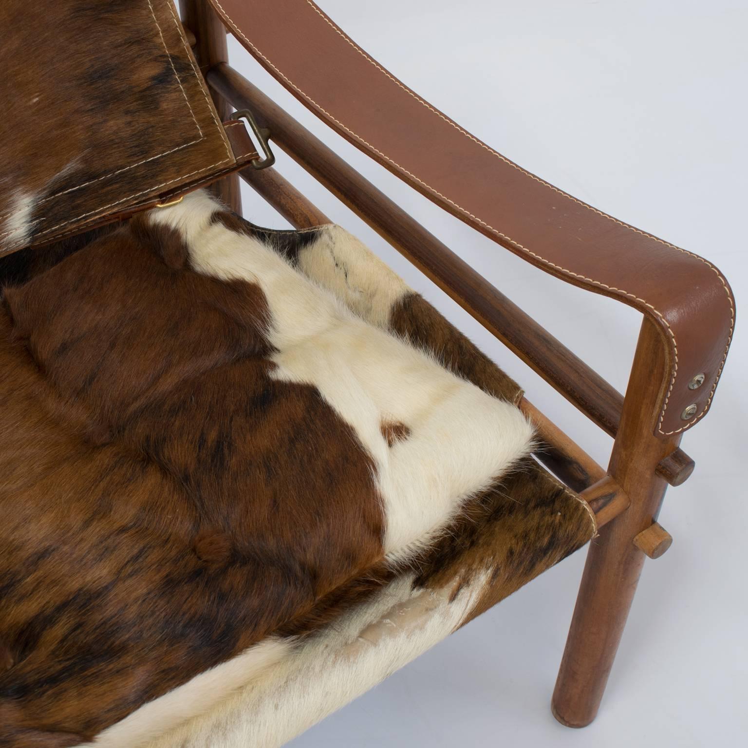 Mid-20th Century Arne Norell Sirocco Safari Chair in Rosewood and Cowhide