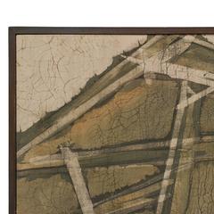 Mid-Century Chinese Batik Painting Framed Modernist Abstract Wall Art 1