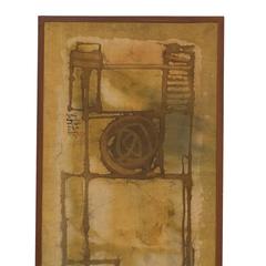 Mid-Century Chinese Batik Painting Framed Modernist Abstract Wall Art 2