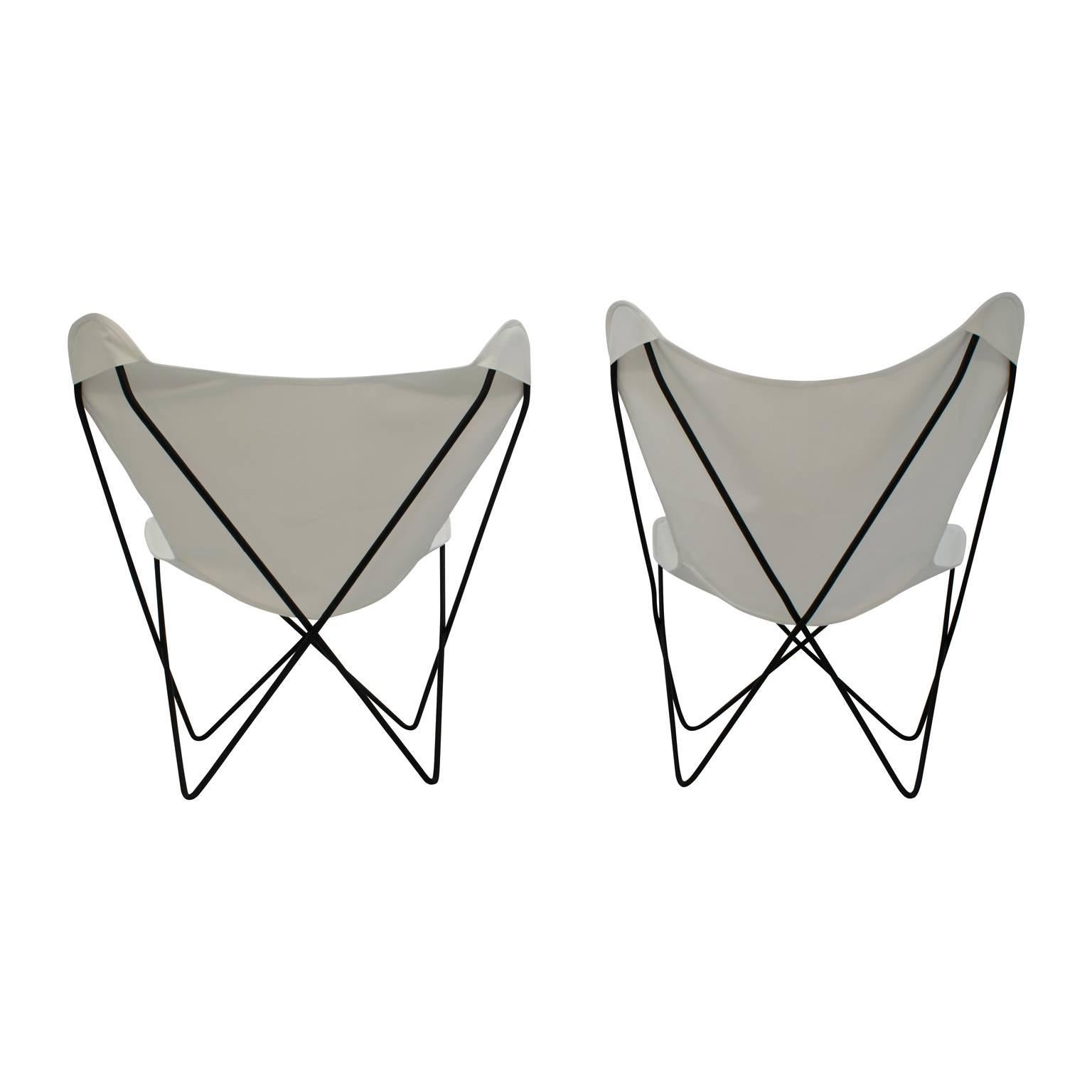 Mid-Century Modern Pair Mid-Century Butterfly Chairs with New White Slings