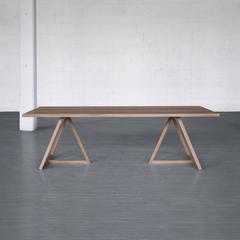 Thales Dining Table, Solid White Oak Geometric Base