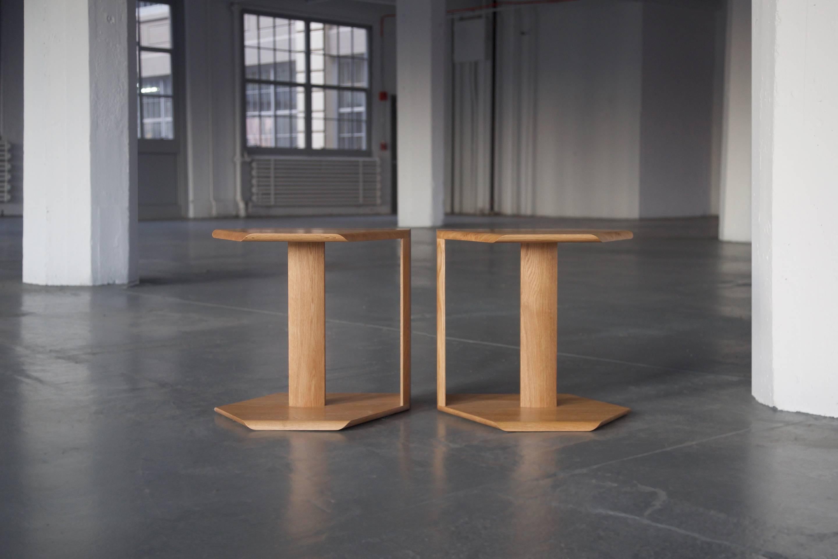 Modern Geometric Solid Wood Reflecting Side Tables by BELLBOY For Sale