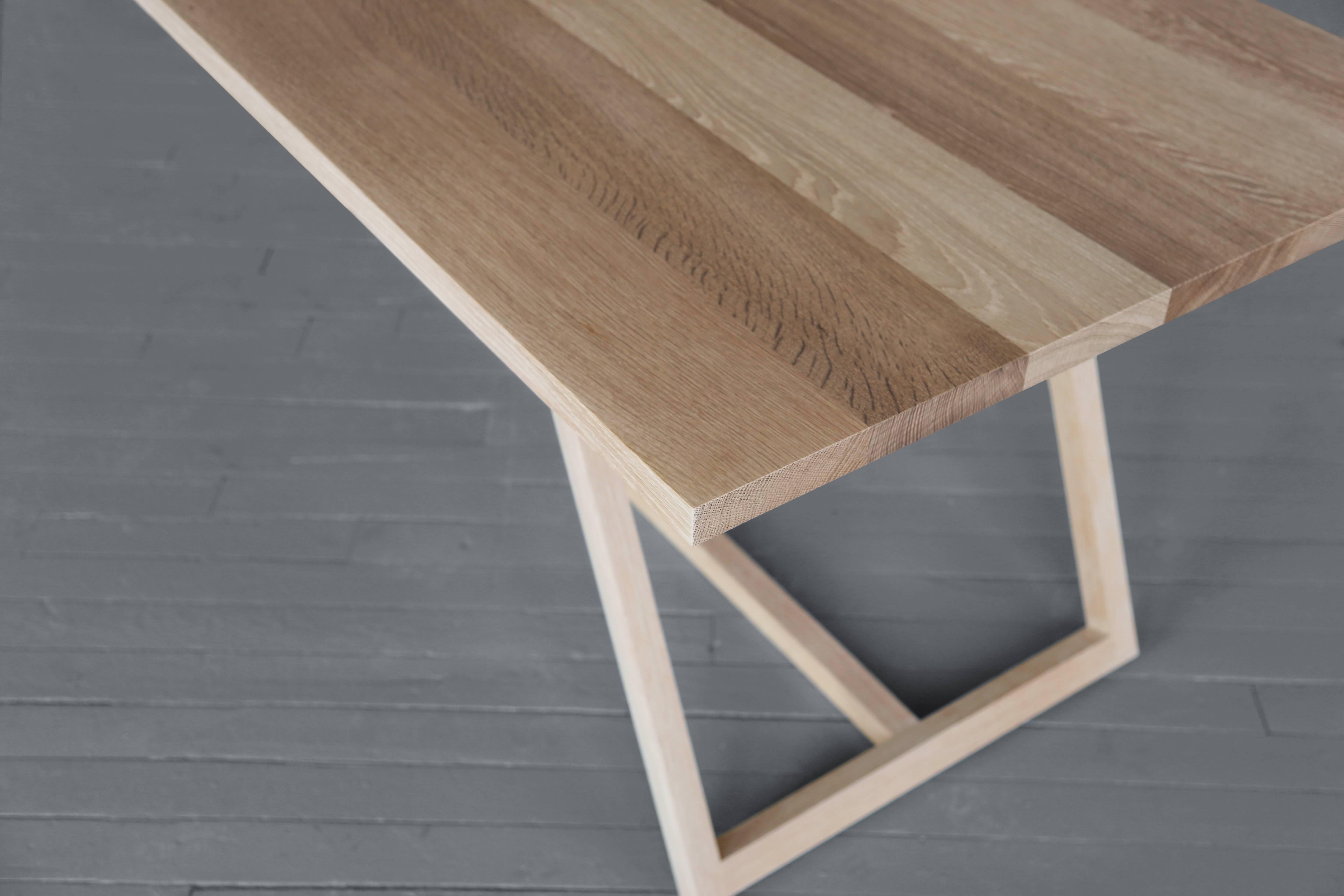 Minimalist Thales Dining Table, Solid White Oak Geometric Base For Sale