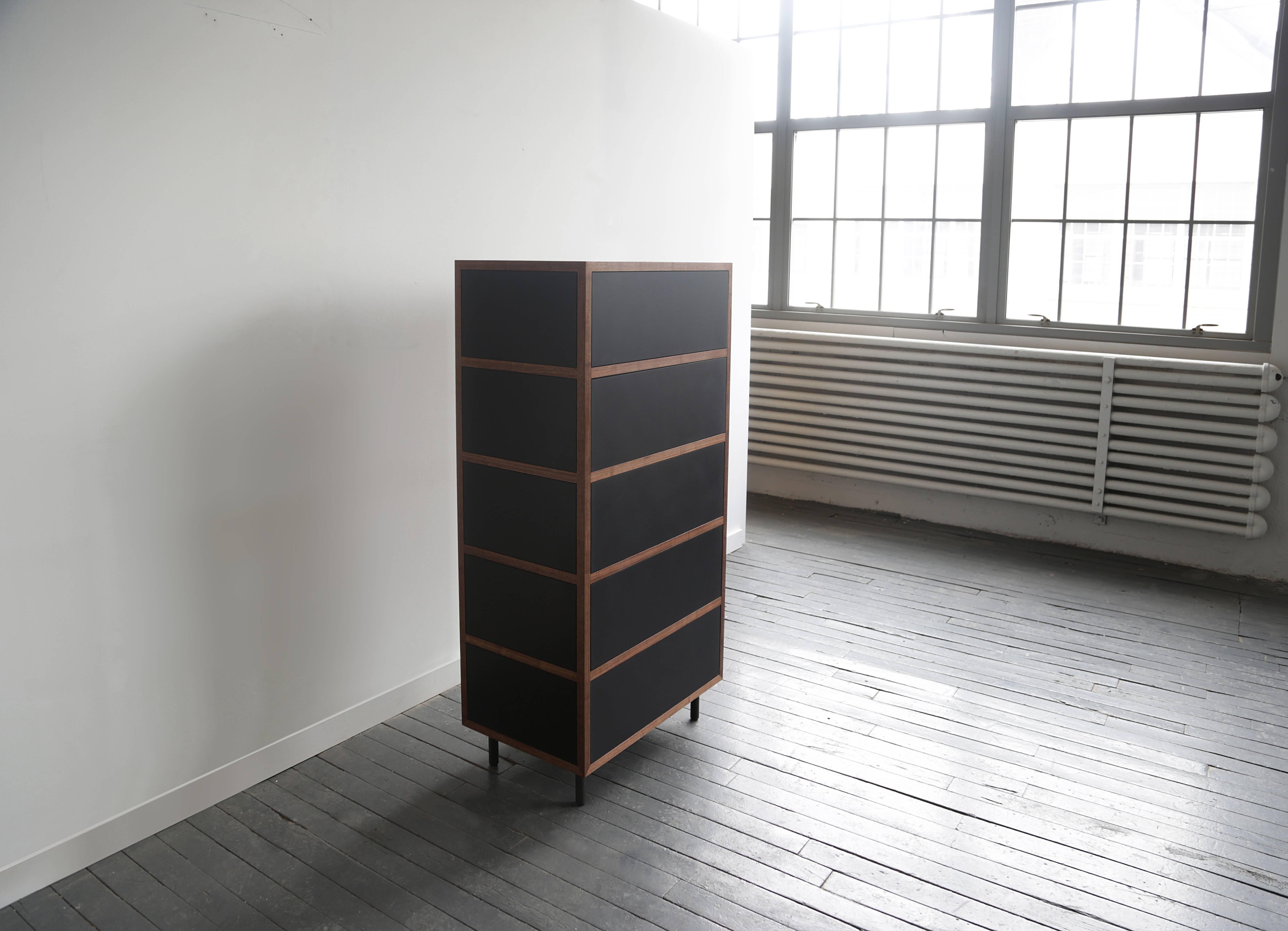 Contemporary Driver Dresser in Waxed Paper Composite and Oiled Walnut For Sale