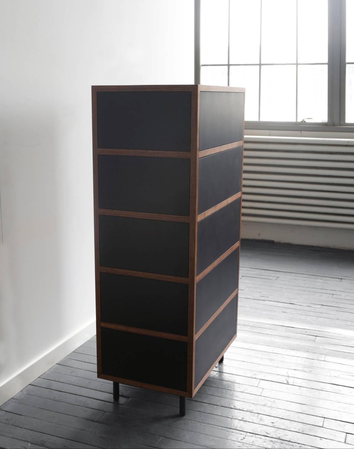 Driver Dresser in Waxed Paper Composite and Oiled Walnut In New Condition For Sale In Brooklyn, NY