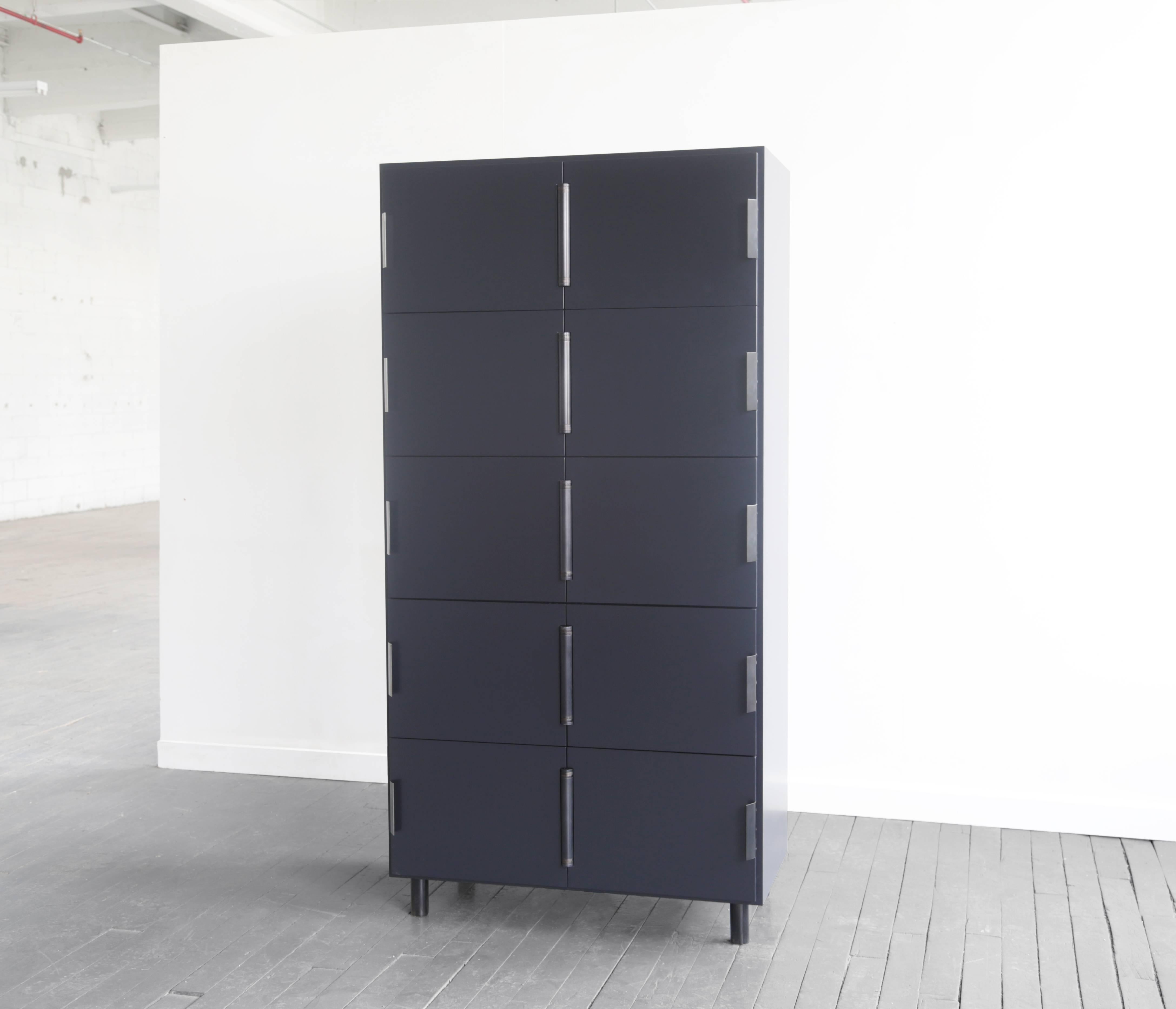 Nocturne Cabinet in Blue, with Blackened Steel Hardware For Sale 2
