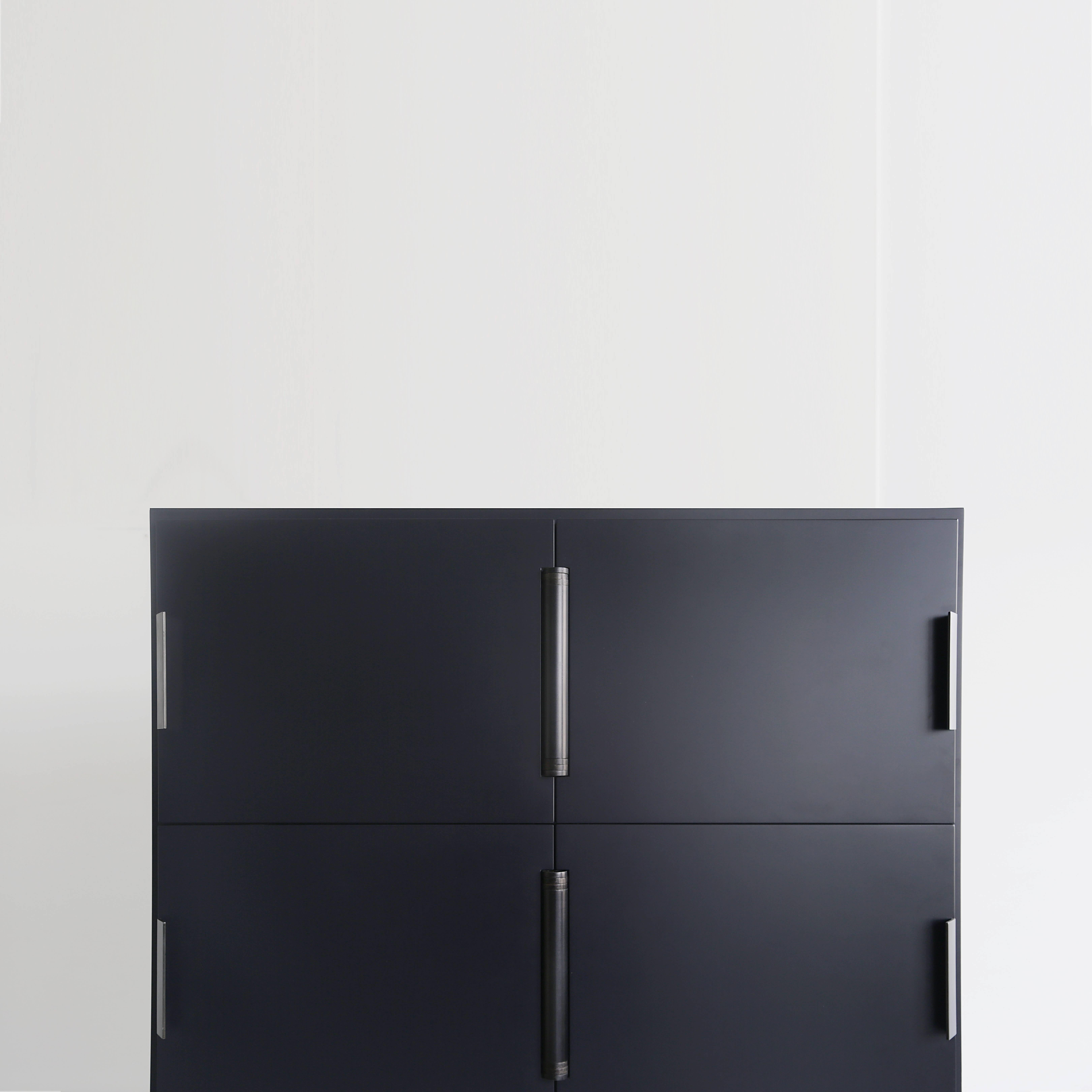 Nocturne Cabinet in Blue, with Blackened Steel Hardware In New Condition For Sale In Brooklyn, NY