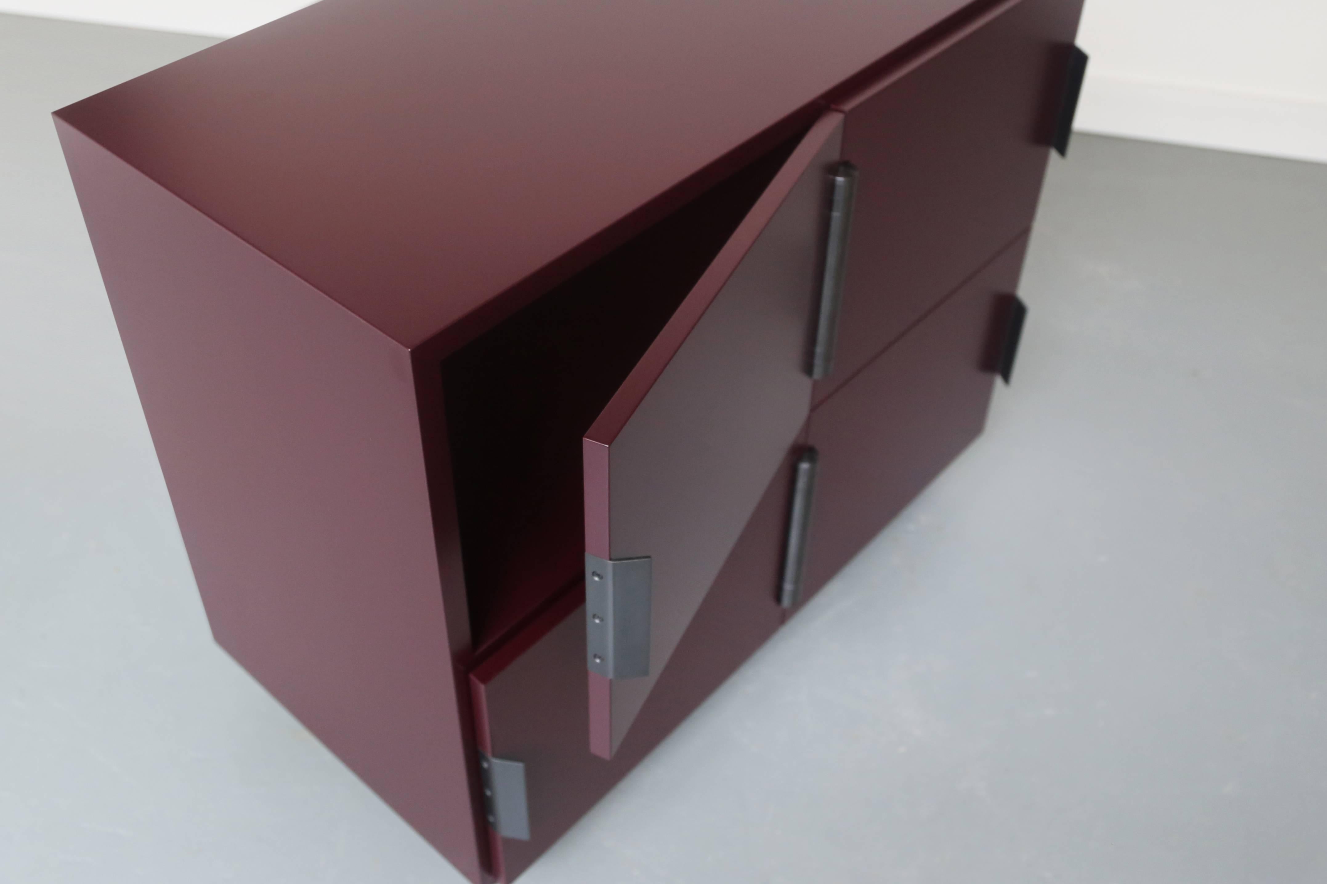Other Contemporary Nocturne Cabinet in Oxblood, with Blackened Steel Hardware For Sale