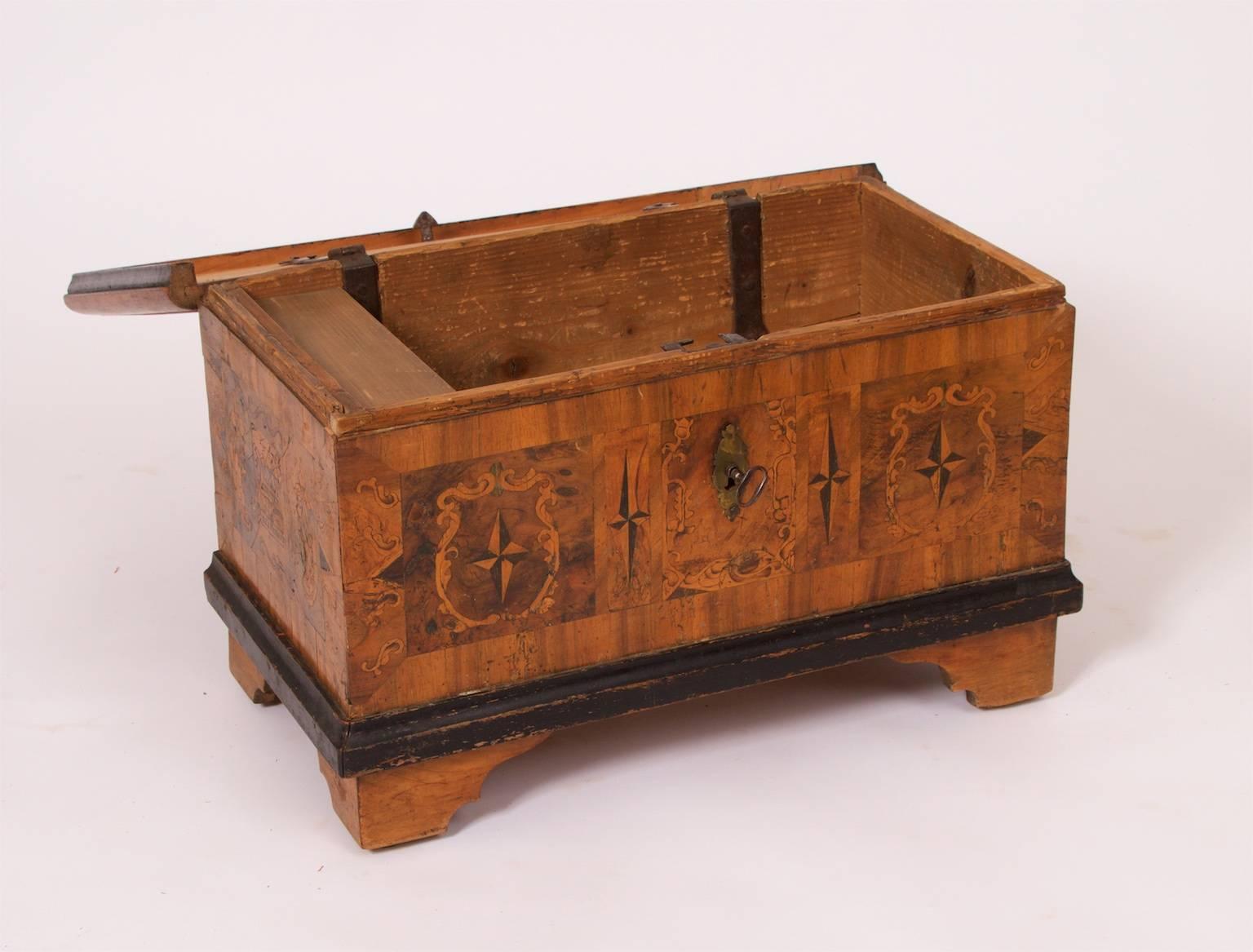 Inlay 17th Century Casket with Hidden Compartments For Sale