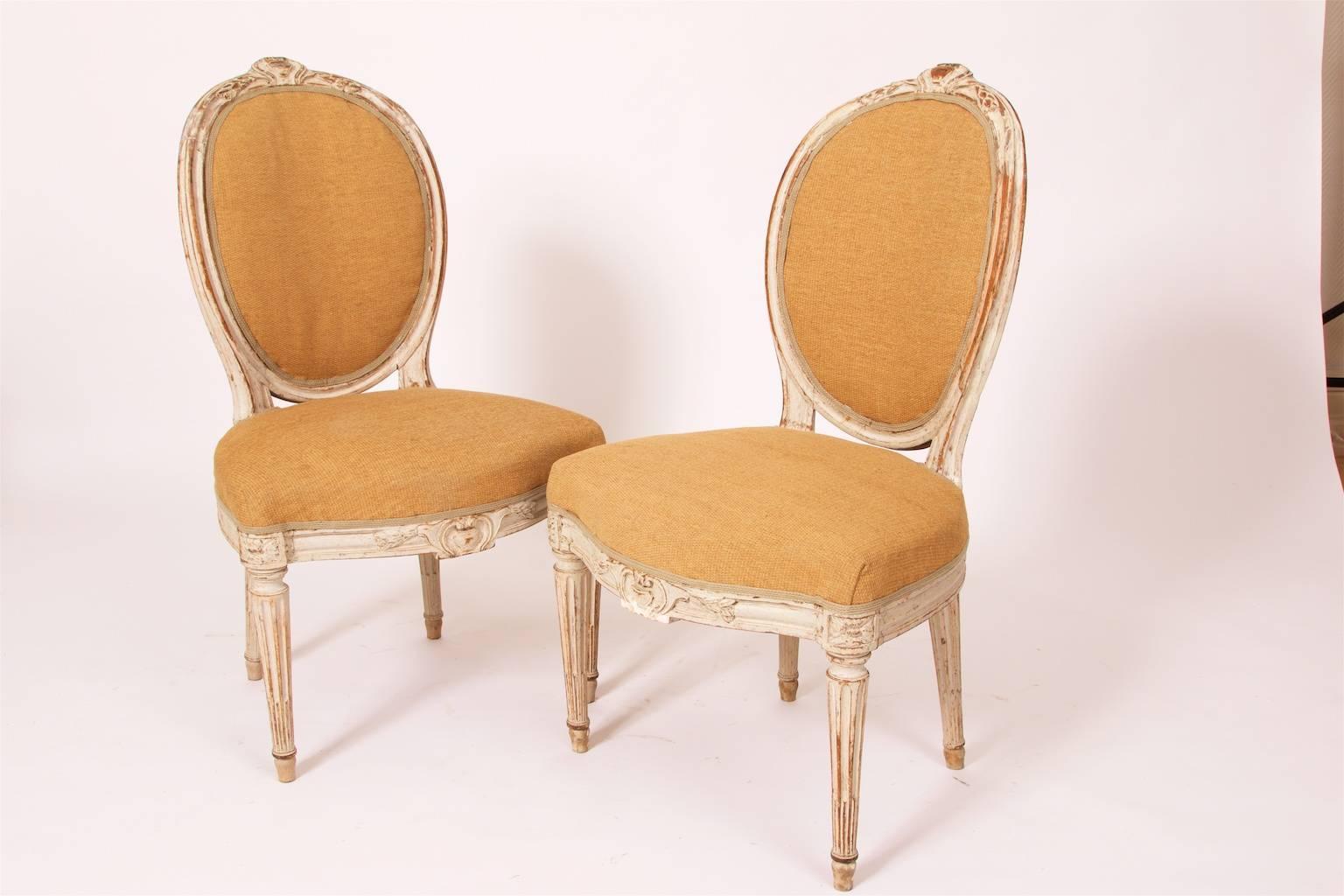 French Pair of Georges Jacob Chairs, Paris, France, Louis XVI-Style, Stamped circa 1765 For Sale