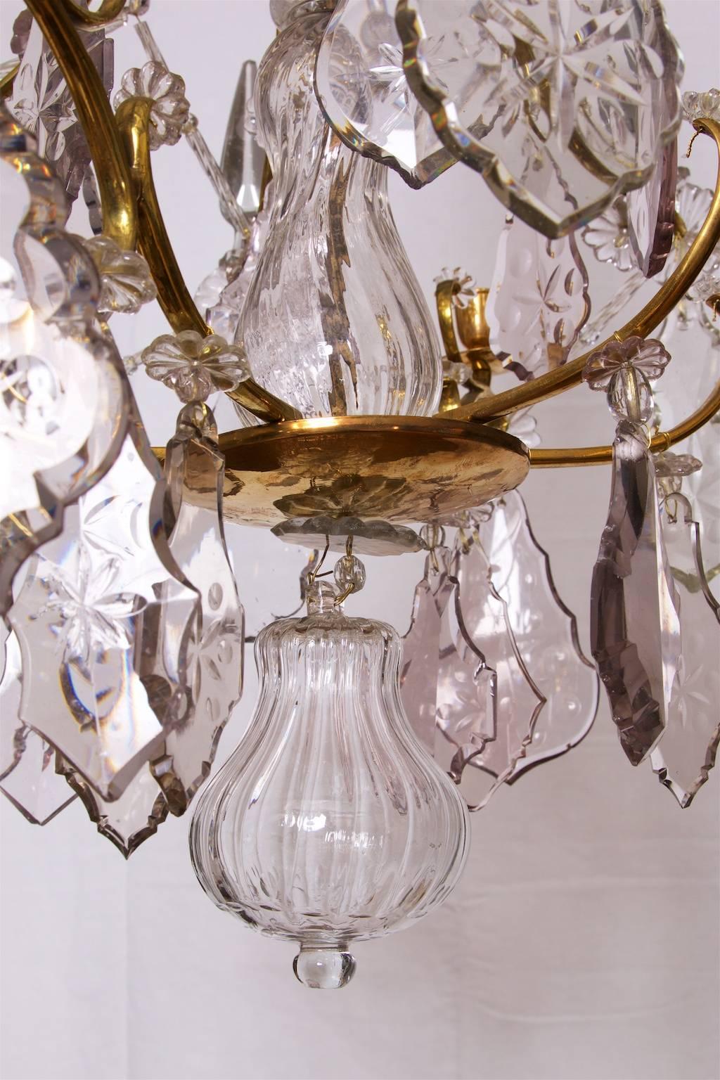 Swedish Crystal Chandelier Made for Six Candles, Rococo, circa 1770 In Good Condition For Sale In Malmo, SE