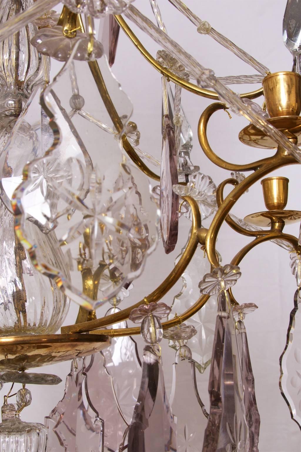 Swedish Crystal Chandelier Made for Six Candles, Rococo, circa 1770 For Sale 1