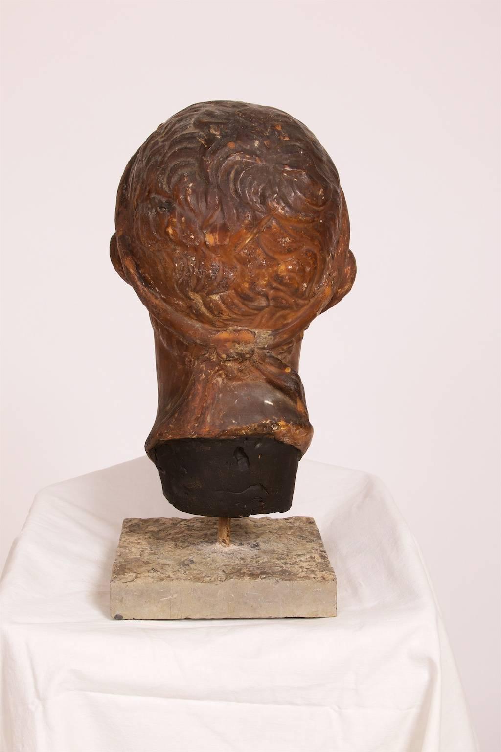 Early 19th Century Sculpture, Head of a Roman Man, 19th Century, Plaster For Sale