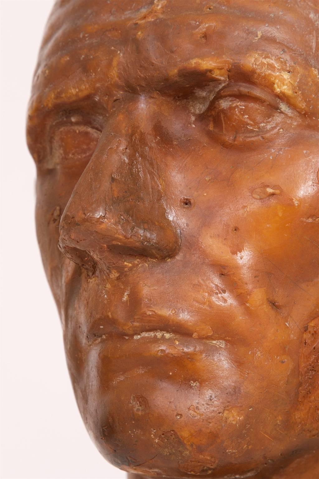 Sculpture, Head of a Roman Man, 19th Century, Plaster For Sale 1