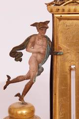 Tabewatch, Thermometer and Candlestick with Hermes Figurine, Gilded Brass