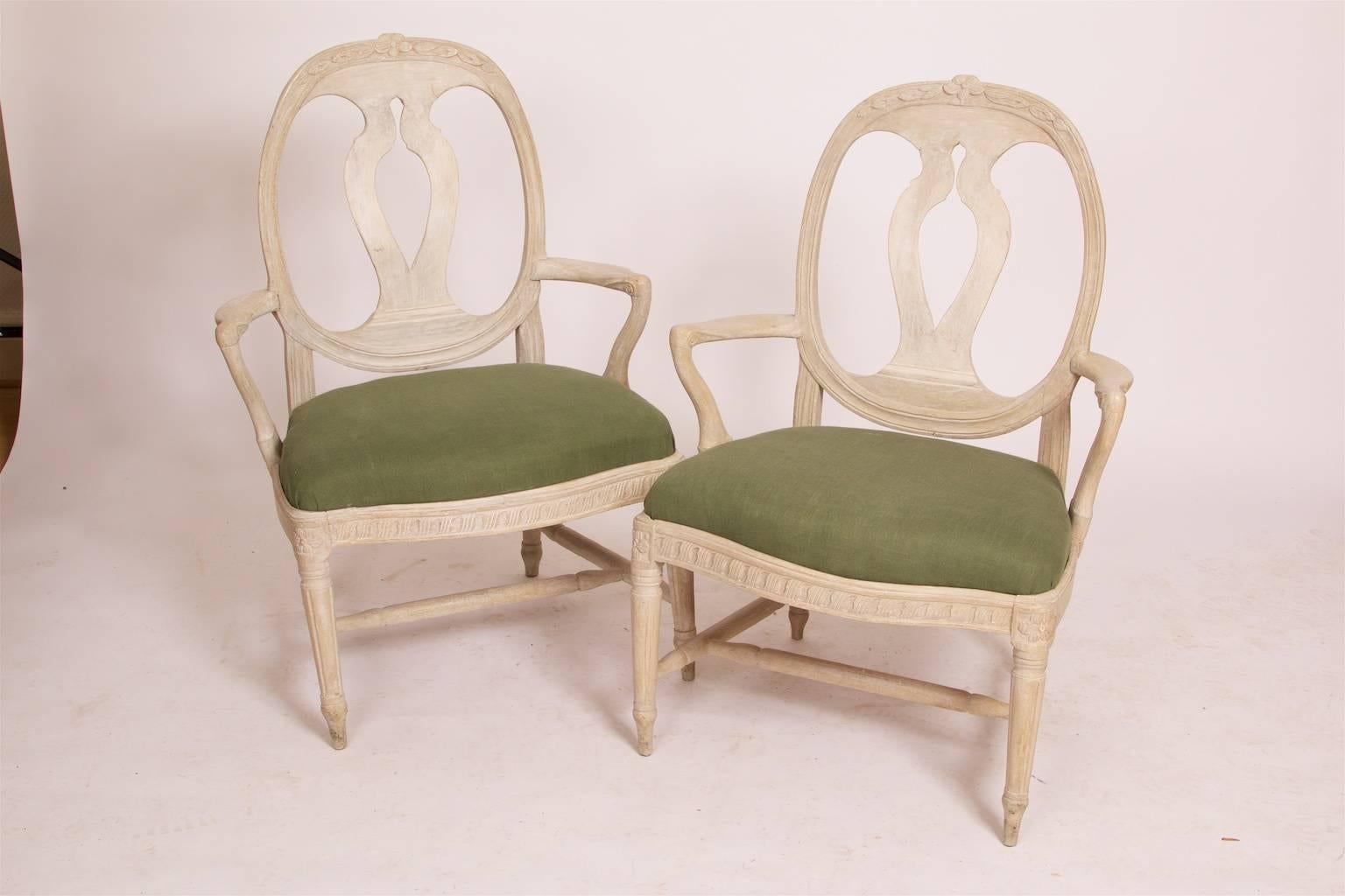 Rococo Pair of Gustavian Armchairs, circa 1780, The Swedish Model, Sweden For Sale