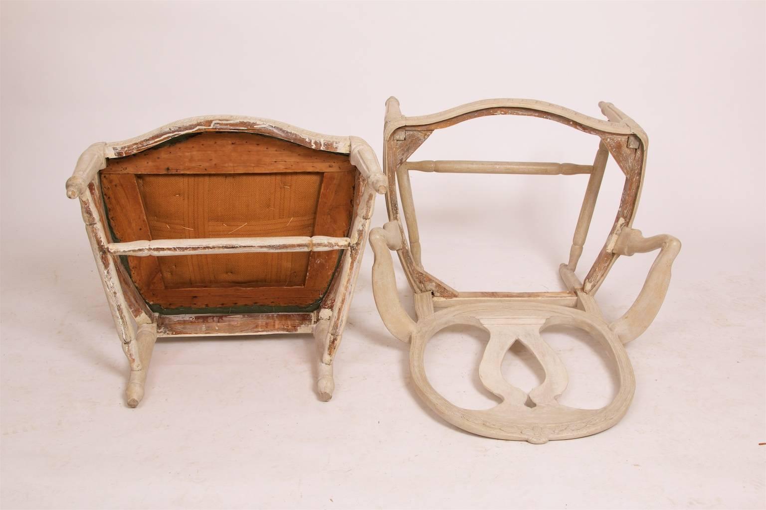 Late 18th Century Pair of Gustavian Armchairs, circa 1780, The Swedish Model, Sweden For Sale