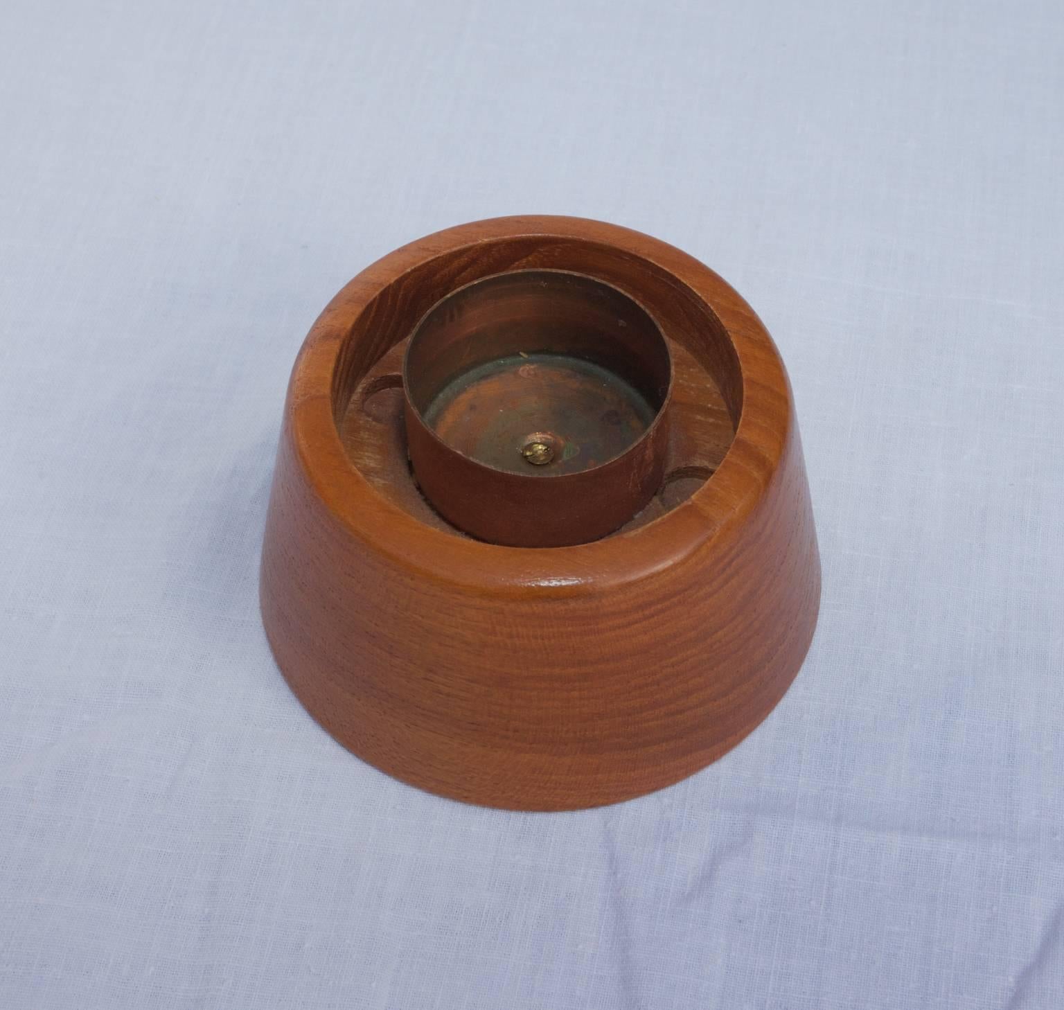 Candleholder, Teak, Glass and Copper by Karl Holmberg 1960s-1970s, Swedish For Sale 1