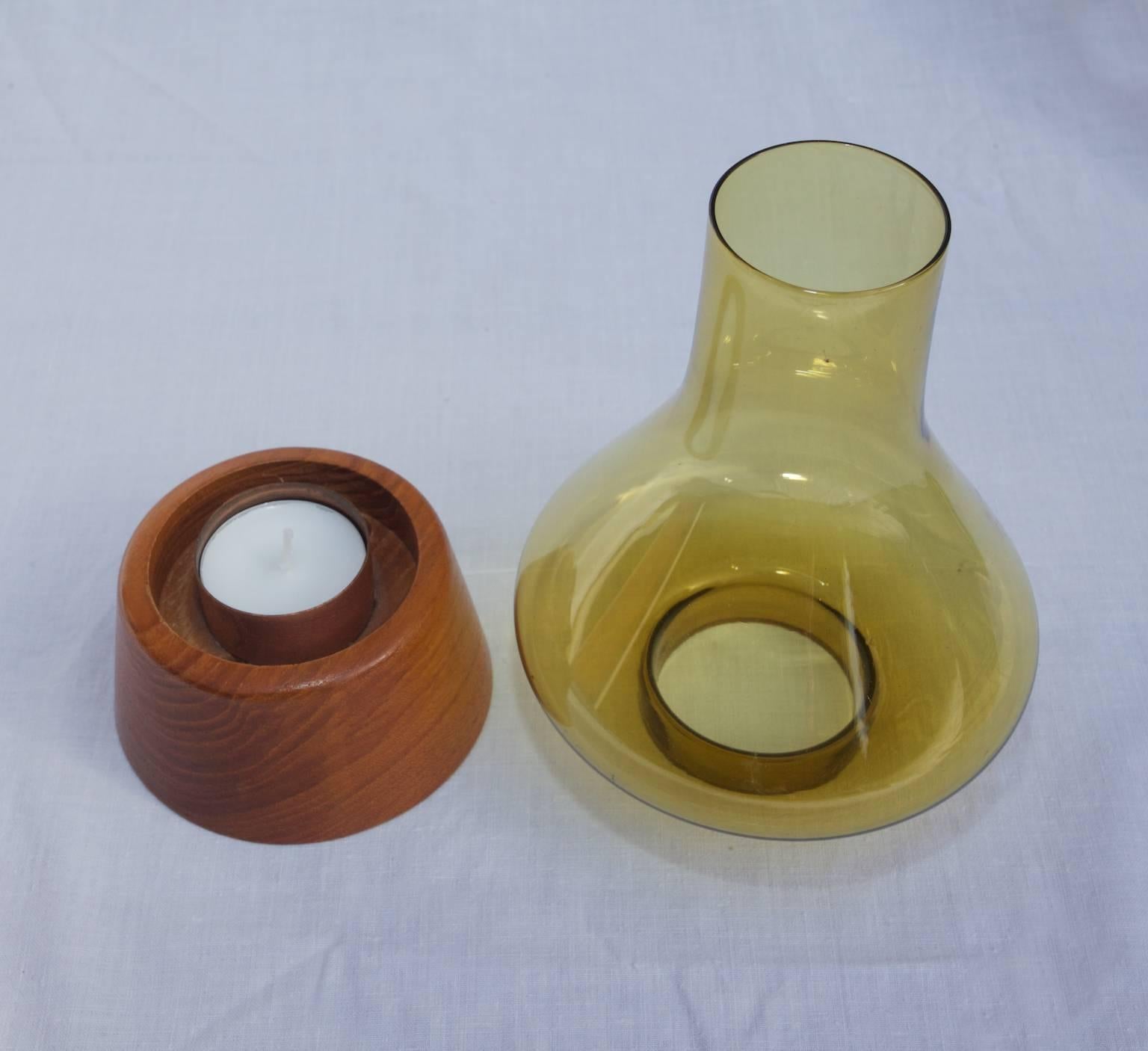 Candleholder, Teak, Glass and Copper by Karl Holmberg 1960s-1970s, Swedish In Excellent Condition For Sale In Malmo, SE
