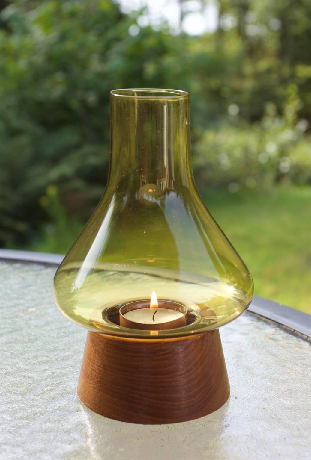 Candleholder, Teak, Glass and Copper by Karl Holmberg 1960s-1970s, Swedish For Sale 4