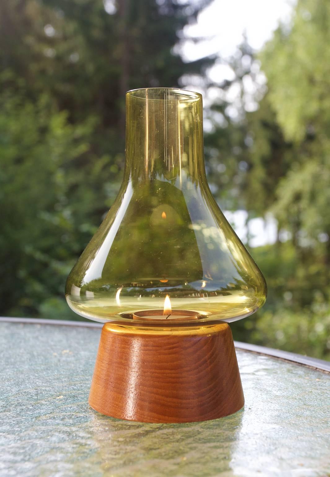 Candleholder, Teak, Glass and Copper by Karl Holmberg 1960s-1970s, Swedish For Sale 5
