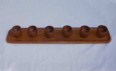 Six Teak Egg Cups with Tray from Karl Holmberg, 1960s, Sweden