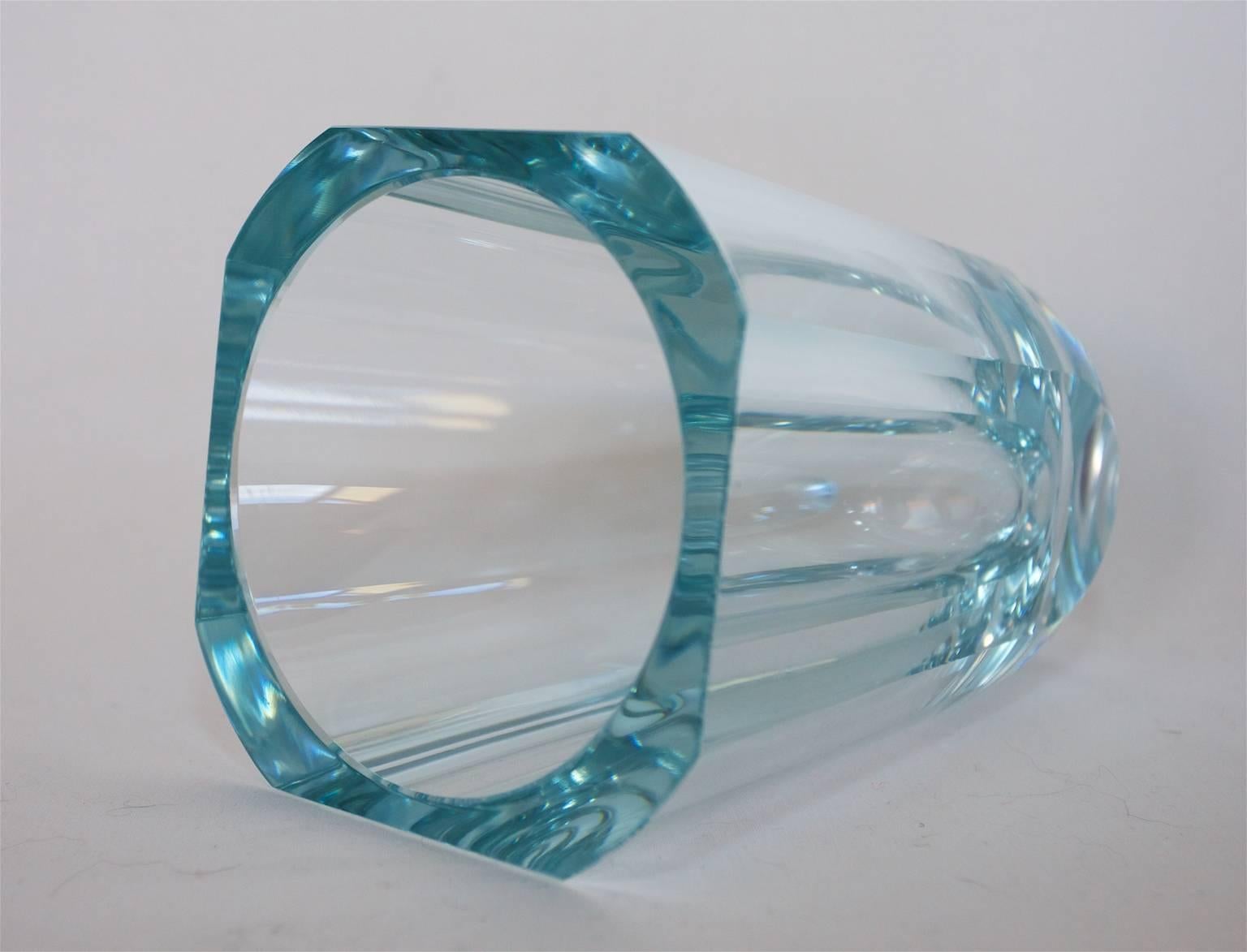 A beautiful clear octagonal blown and cut-glass Orrefors vase. 
Signed Orrefors, 1946, Sweden. 

The vase is simple in its form yet very elegant. 
A discrete beauty

The glass has a blueish tone.