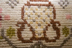 Swedish Traditional Handwoven Wool Rya with Flowers and Birds, 1950s