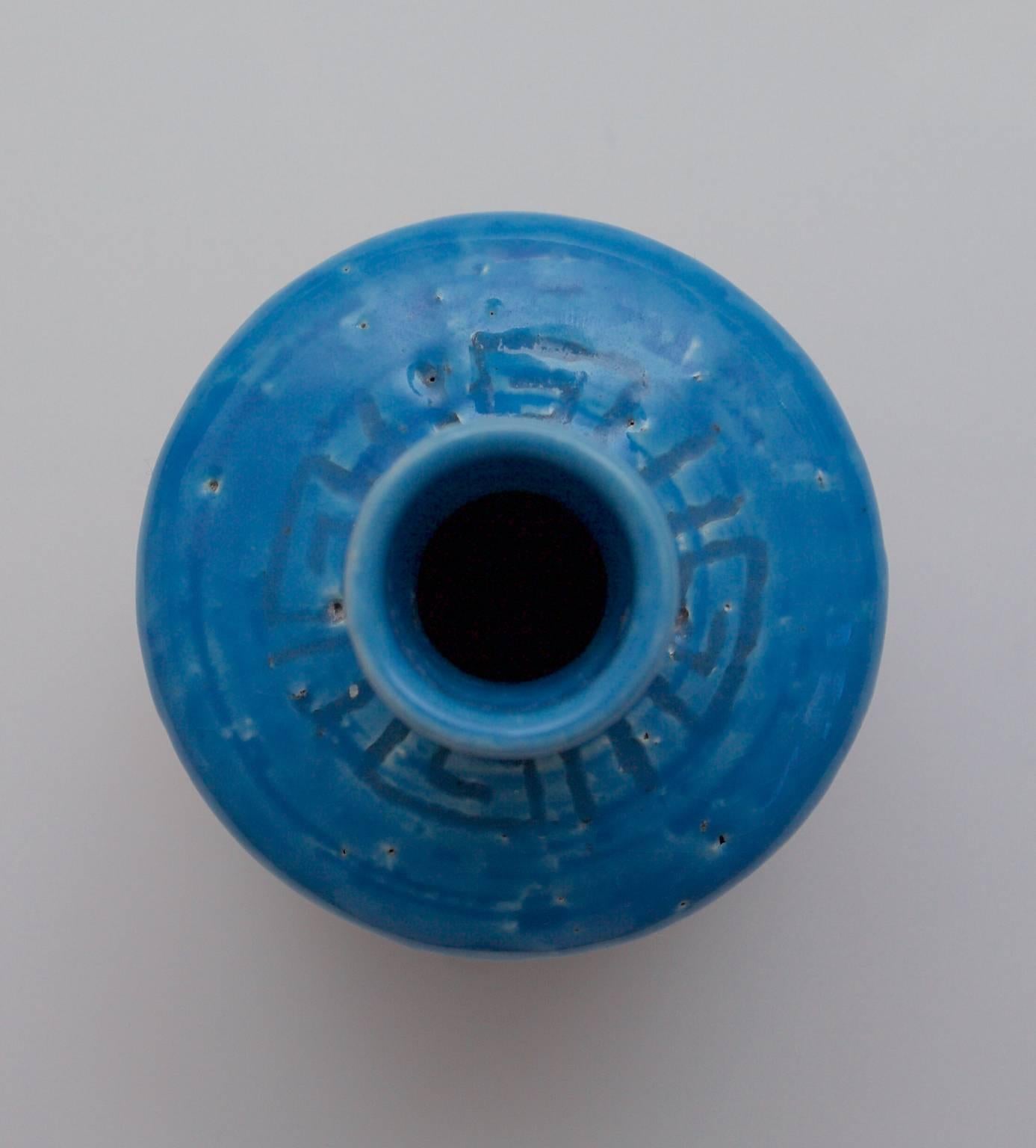 Small Ceramic Glazed Vase by Jie Gantofta Sweden, the Turquoise Series 1965-1969 For Sale 1