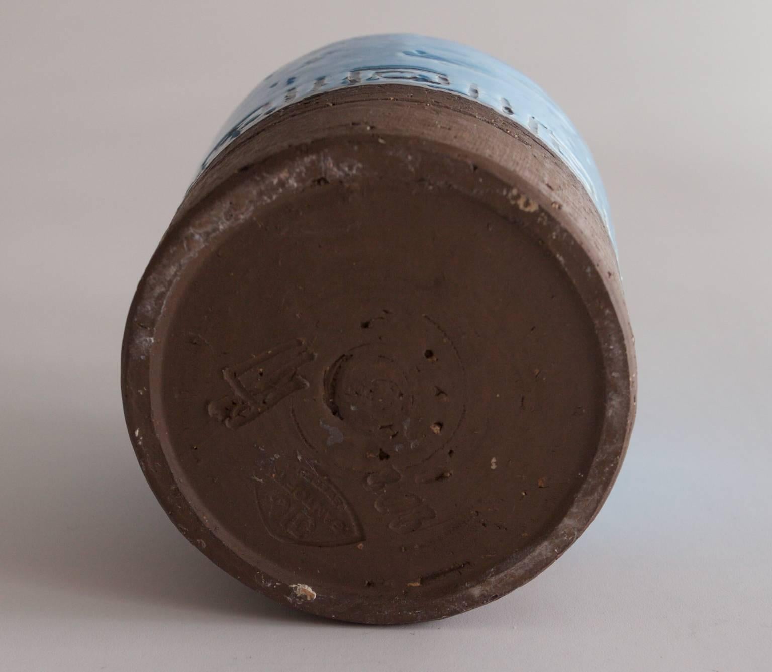 Small Ceramic Glazed Vase by Jie Gantofta Sweden, the Turquoise Series 1965-1969 For Sale 3