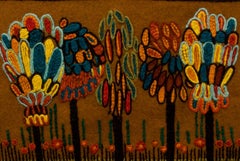 Unique Hand Embroidered Wall Hanging with Fringes, Sweden, 1970s