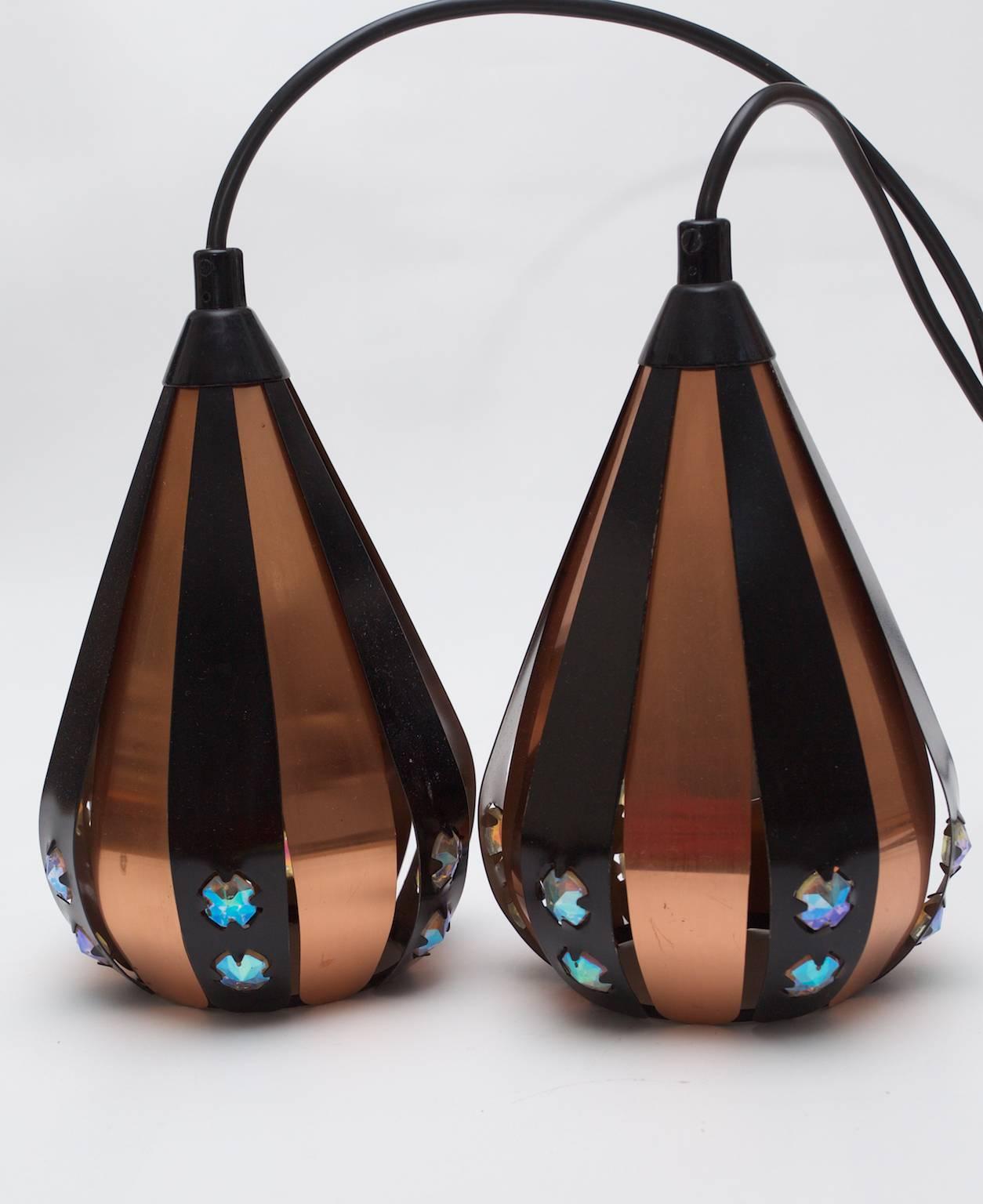 Pair of Small Copper and Metal Pendants by Werner Shou, Denmark, 1960s In Good Condition For Sale In Malmo, SE