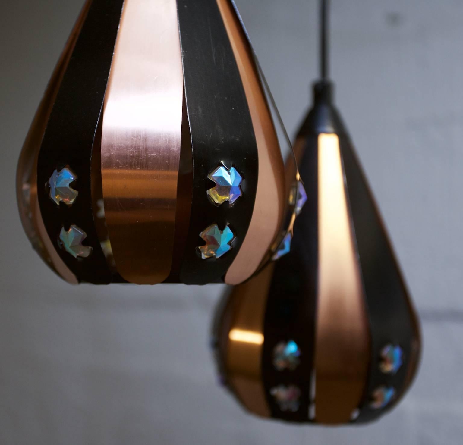 Pair of Small Copper and Metal Pendants by Werner Shou, Denmark, 1960s For Sale 2