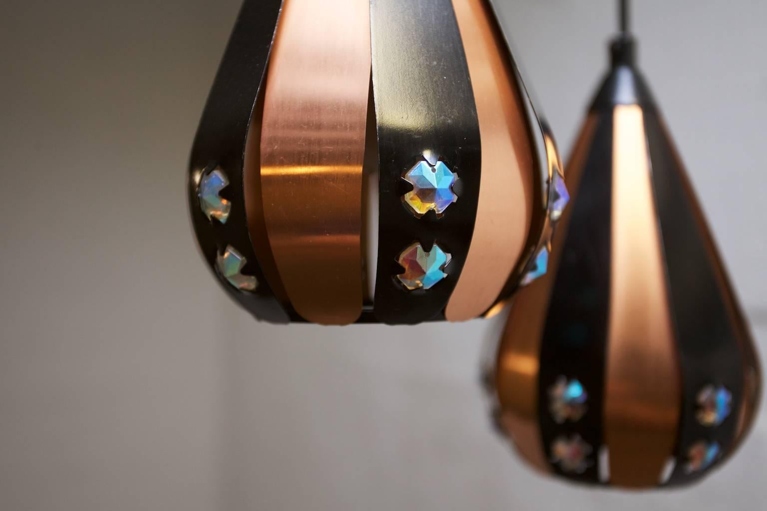 Pair of Small Copper and Metal Pendants by Werner Shou, Denmark, 1960s For Sale 3