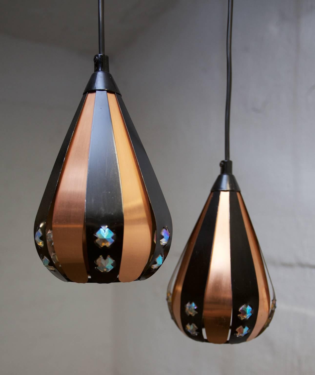 Danish Pair of Small Copper and Metal Pendants by Werner Shou, Denmark, 1960s For Sale